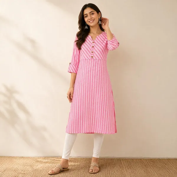 Pink_Cotton_Striped_Straight_Kurta_For_Women