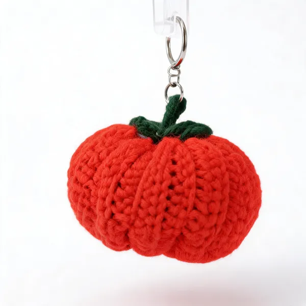 Red_Wool_Pumpkin_Keychain_For_Unisex