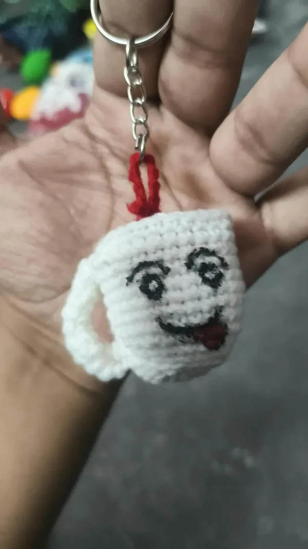 White_Wool_Crochet_Character_Keychain_For_Unisex