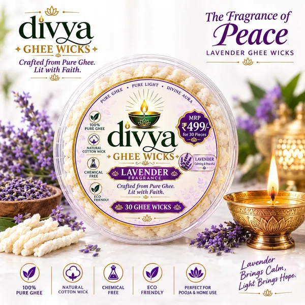 Ghee_Cotton_Lavender_Fragrance_Pooja_Wicks_Pack_Of_30