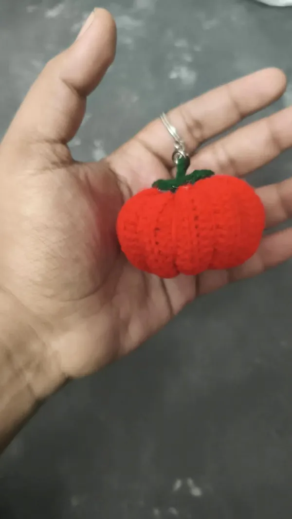 Red_Wool_Pumpkin_Keychain_For_Unisex