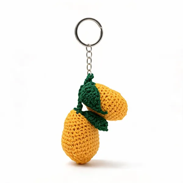 Yellow_Wool_Crochet_Lemon_Keychain_For_Unisex