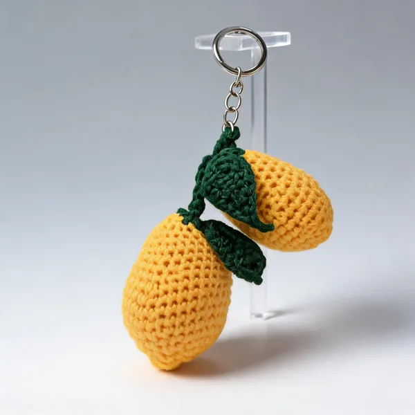 Yellow_Wool_Crochet_Lemon_Keychain_For_Unisex