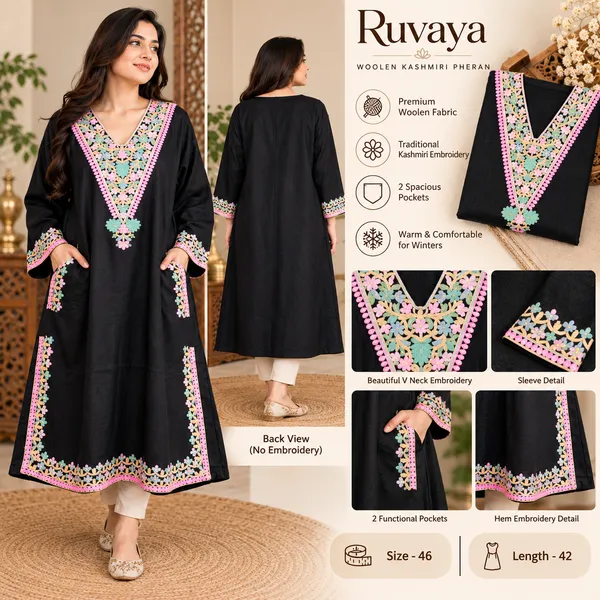 Black_Woollen_Embroidered_Relaxed_Fit_Pheran_For_Women