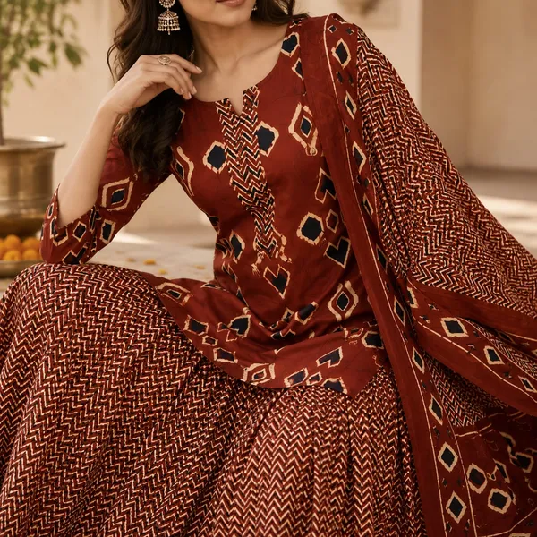 Maroon_Printed_Flared_Ethnic_Lehenga_Set_For_Women