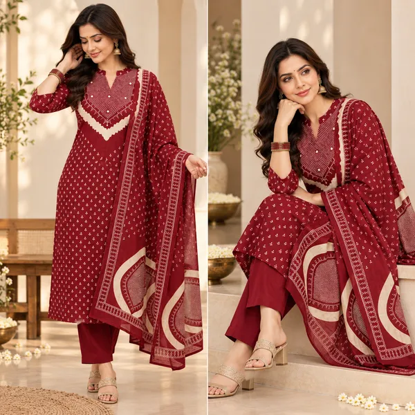 Maroon_Printed_Straight_Kurta_Set_For_Women