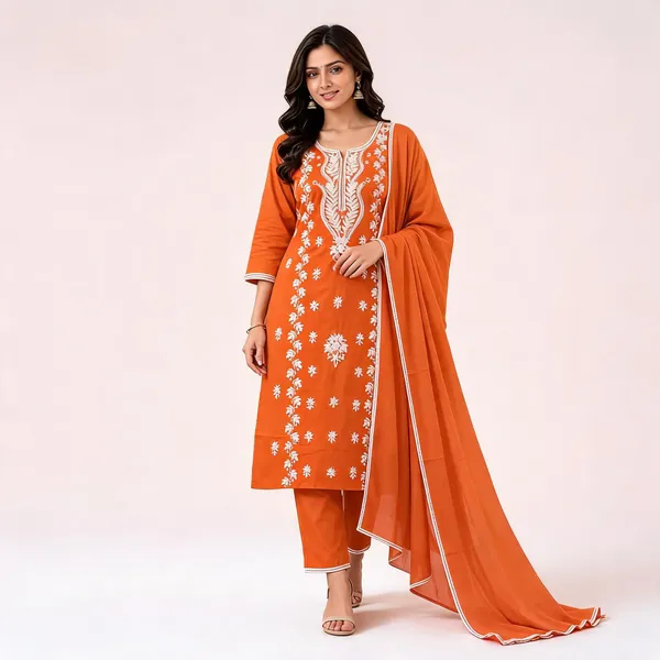 Orange_Cotton_Embroidered_Straight_Suit_Set_For_Women