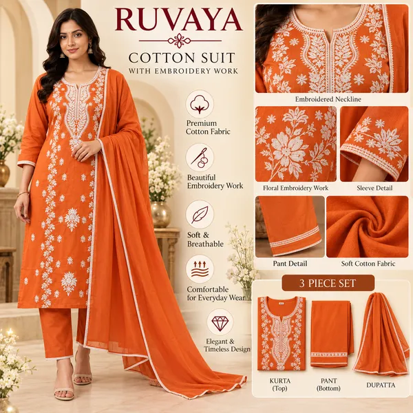 Orange_Cotton_Embroidered_Straight_Suit_Set_For_Women