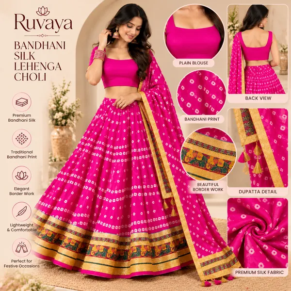 Pink_Silk_Bandhani_Flared_Lehenga_Choli_For_Women