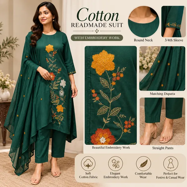 Green_Cotton_Straight_Fit_Readymade_Suit_For_Women