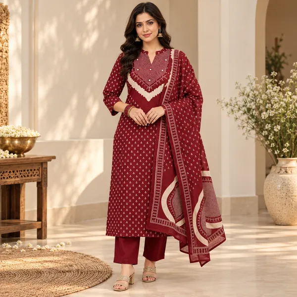 Maroon_Printed_Straight_Kurta_Set_For_Women