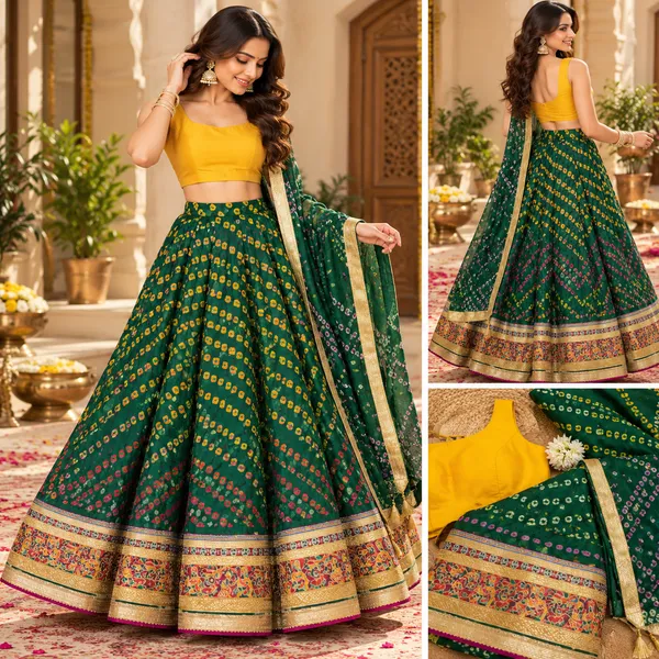 Green_Printed_Flared_Lehenga_Choli_Set_For_Women