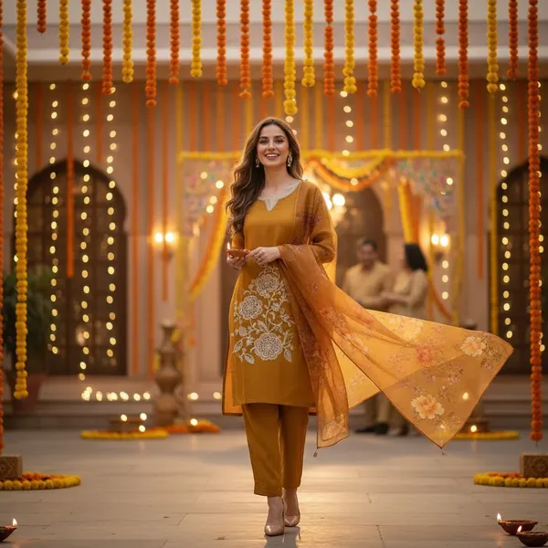 Mustard_Embroidered_Straight_Kurta_Set_For_Women