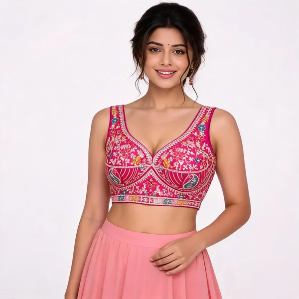 Pink_Embroidered_Sleeveless_Blouse_For_Women