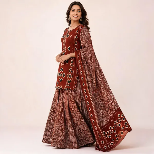 Maroon_Printed_Flared_Ethnic_Lehenga_Set_For_Women