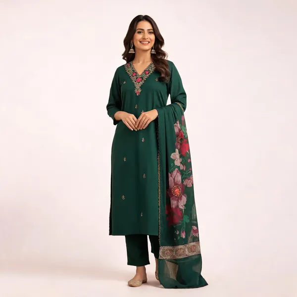 Green_Embroidered_Straight_Kurta_Set_For_Women