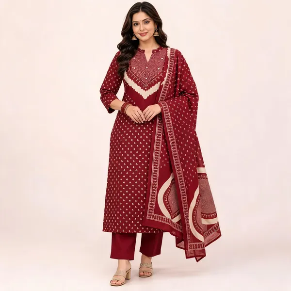 Maroon_Printed_Straight_Kurta_Set_For_Women