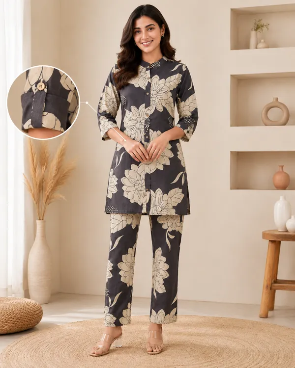 Grey_And_Cream_Floral_Print_Straight_Kurta_Set_for_Women
