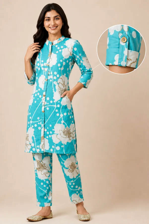 Turquoise_Printed_Straight_Kurta_Set_for_Women