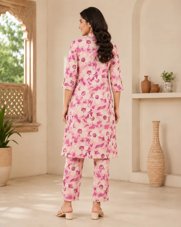 Pink_Floral_Print_Straight_Kurta_Set_for_Women