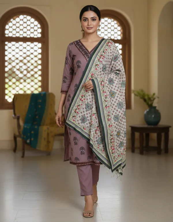Mauve_Printed_Straight_Kurta_Set_For_Women