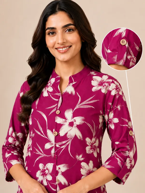 Magenta_Floral_Straight_Kurta_Set_for_Women