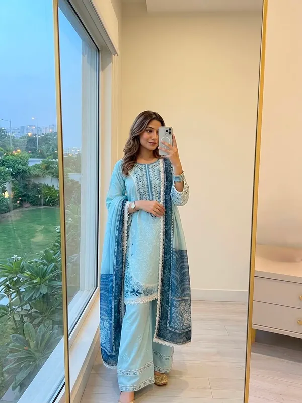 Light_Blue_Printed_Straight_Kurta_Set_For_Women