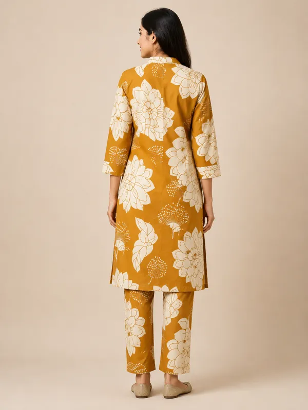 Mustard_Yellow_And_Cream_Floral_Straight_Kurta_Set_for_Women