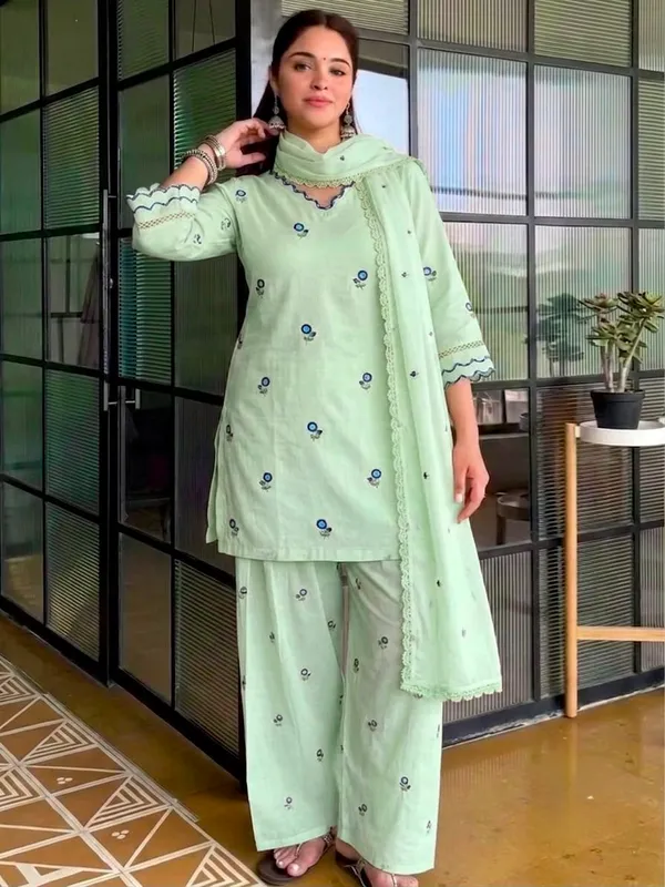 Mint_Green_Printed_Three-Piece_Kurta_Set_For_Women