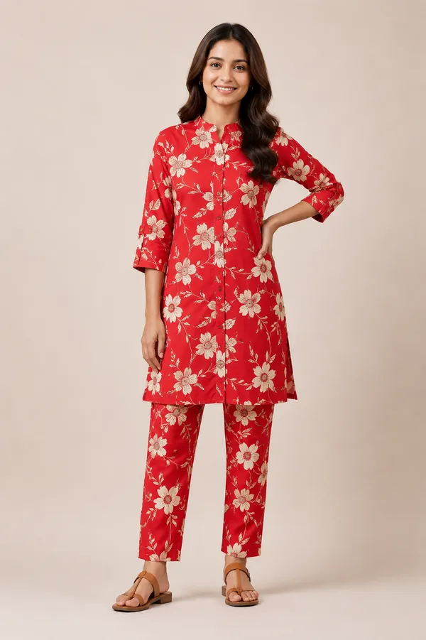 Red_Floral_Straight_Kurta_Set_for_Women