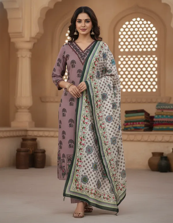 Mauve_Printed_Straight_Kurta_Set_For_Women