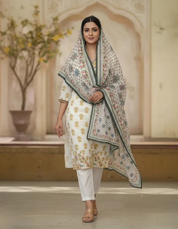 Cream_Printed_Straight_Kurta_Dupatta_Set_For_Women