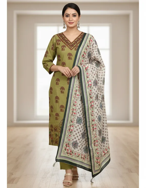 Olive_Printed_Straight_Kurta_Set_With_Dupatta_for_Women