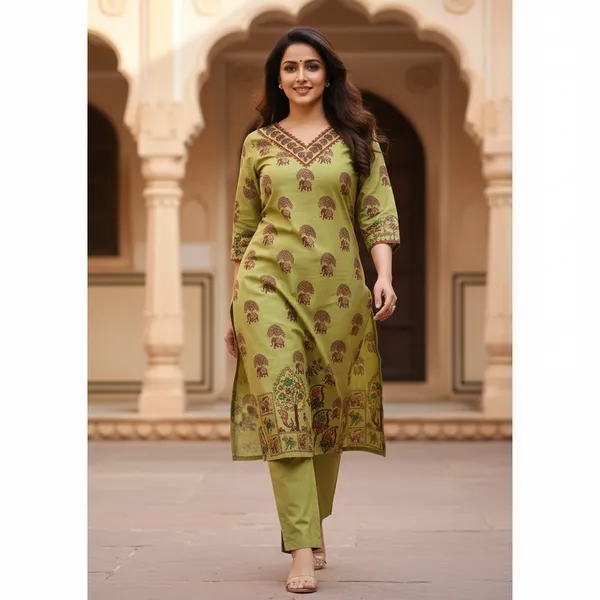 Olive_Printed_Straight_Kurta_Set_With_Dupatta_for_Women