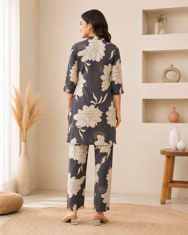 Grey_And_Cream_Floral_Print_Straight_Kurta_Set_for_Women