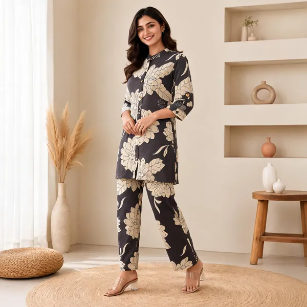 Grey_And_Cream_Floral_Print_Straight_Kurta_Set_for_Women