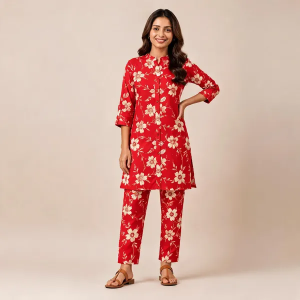 Red_Floral_Straight_Kurta_Set_for_Women