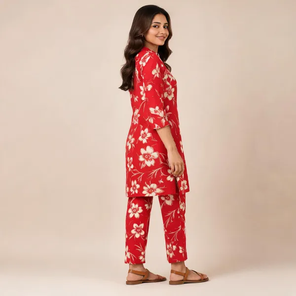 Red_Floral_Straight_Kurta_Set_for_Women