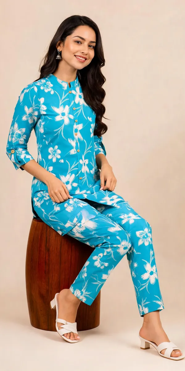 Blue_Floral_Straight_Kurta_Set_for_Women