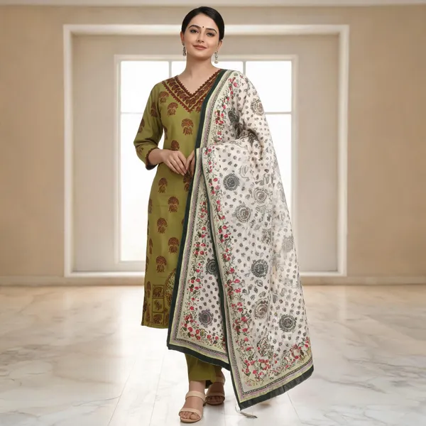 Olive_Printed_Straight_Kurta_Set_With_Dupatta_for_Women