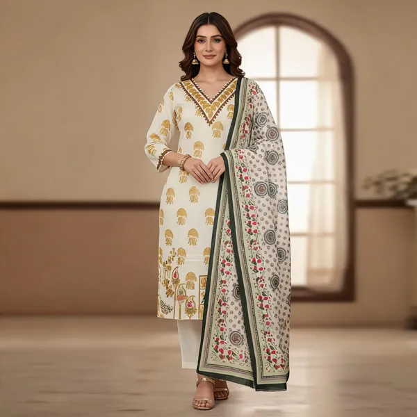 Cream_Printed_Straight_Kurta_Dupatta_Set_For_Women