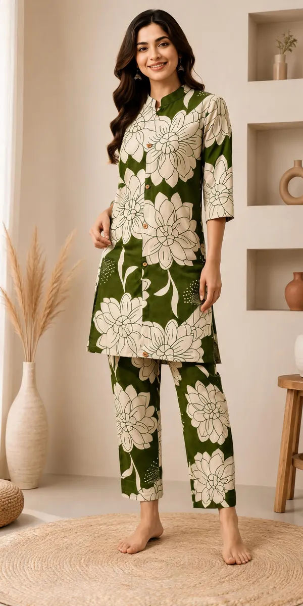 Grey_And_Cream_Floral_Print_Kurta_Pant_Set_For_Women