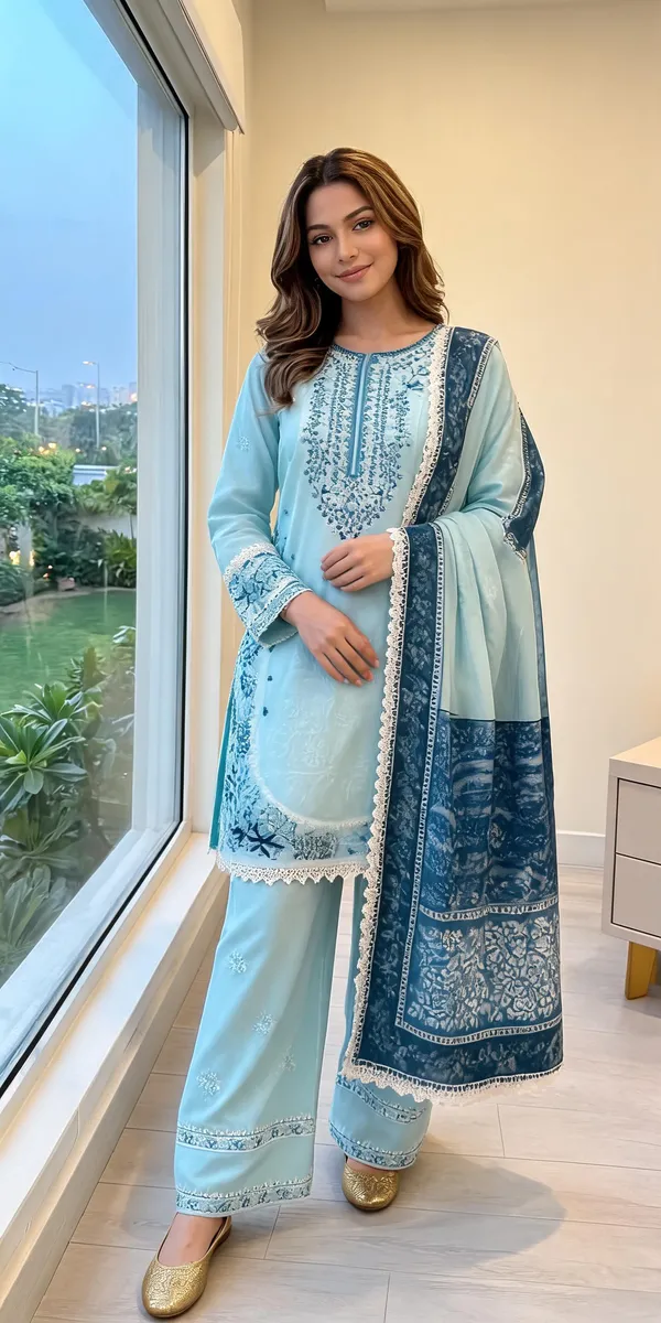 Light_Blue_Printed_Straight_Kurta_Set_For_Women