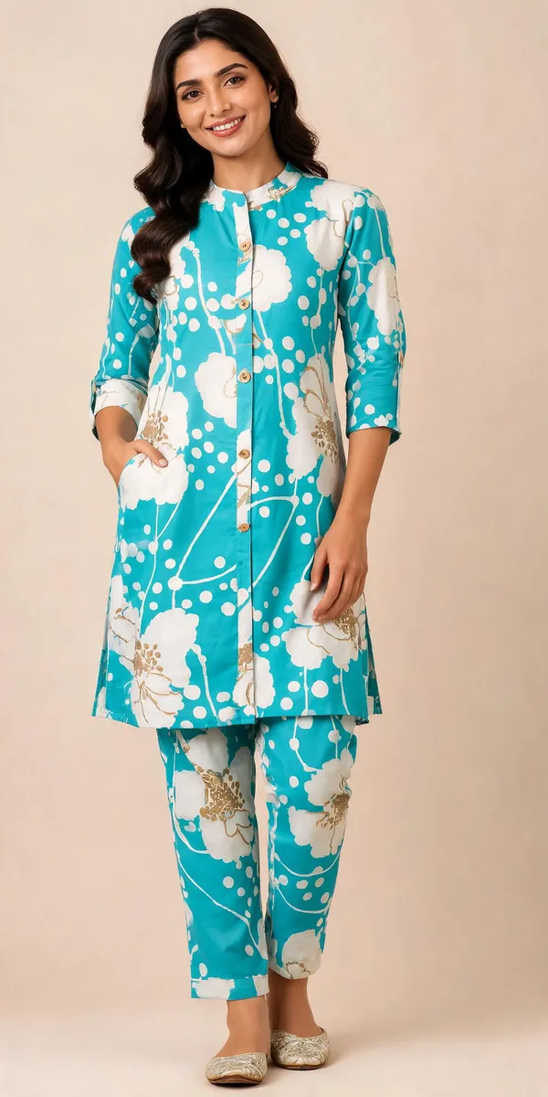 Turquoise_Printed_Straight_Kurta_Set_for_Women