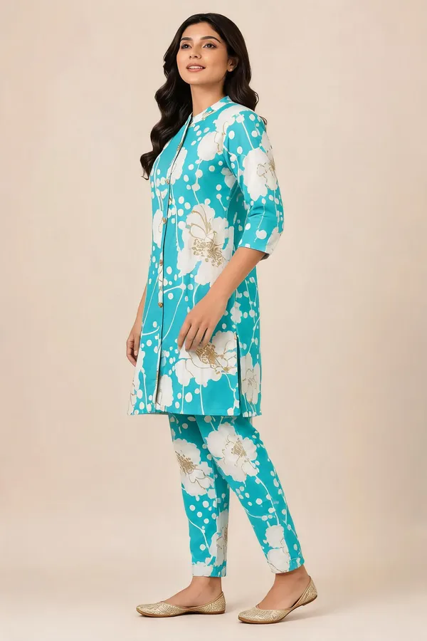 Turquoise_Printed_Straight_Kurta_Set_for_Women