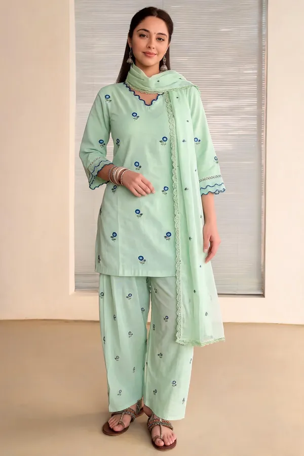 Mint_Green_Printed_Three-Piece_Kurta_Set_For_Women