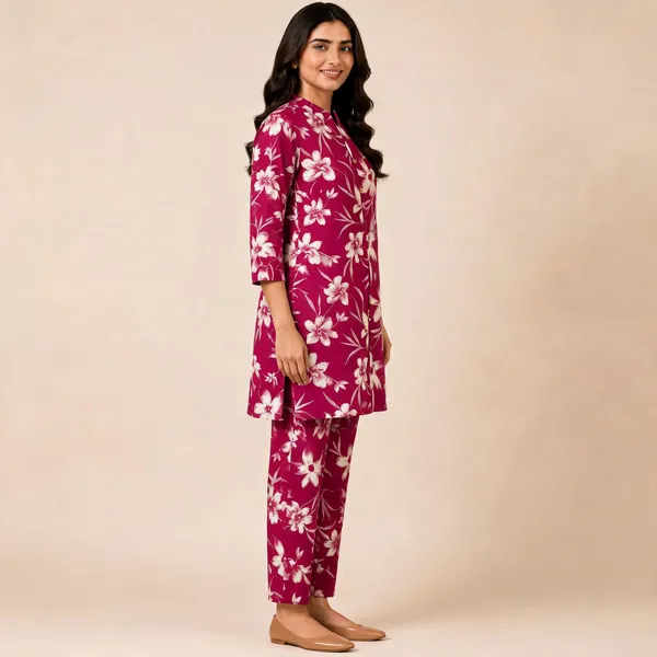 Magenta_Floral_Straight_Kurta_Set_for_Women