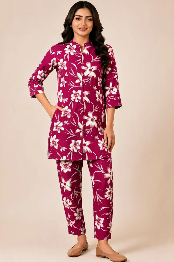 Magenta_Floral_Straight_Kurta_Set_for_Women