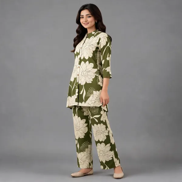 Grey_And_Cream_Floral_Print_Straight_Kurta_Set_for_Women