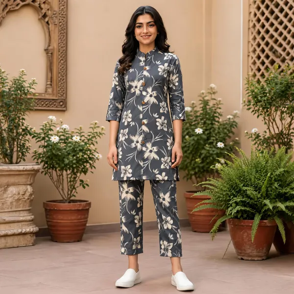 Grey_Floral_Straight_Kurta_Pant_Set_for_Women